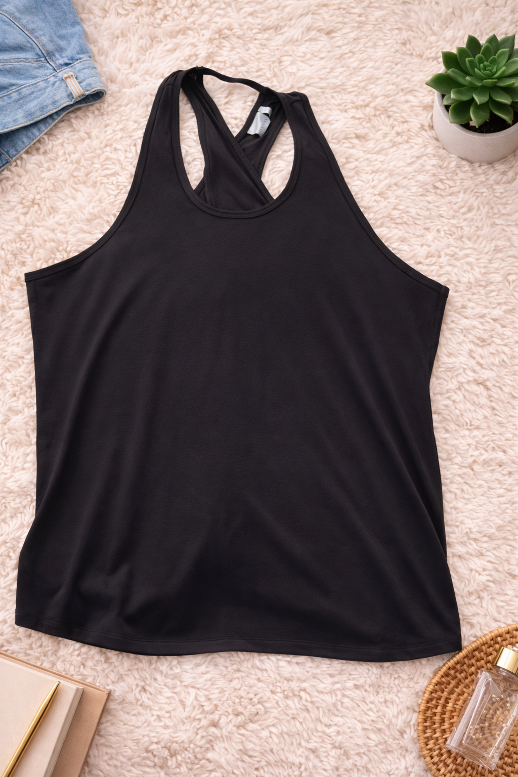 Athleta Black Strappy Racerback Tank – Size Large