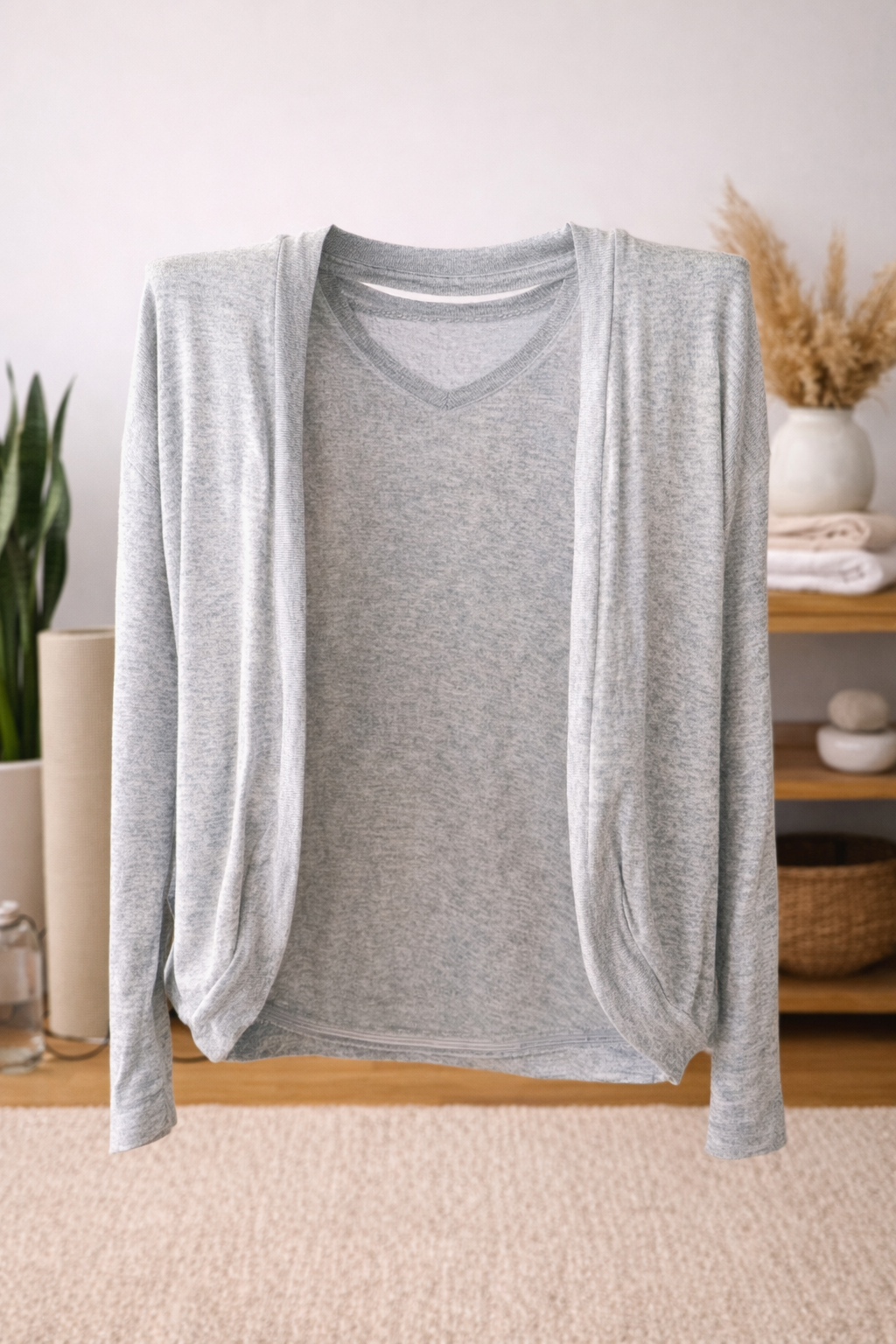 Athleta Heather Gray Open Front Cardigan – Size Medium