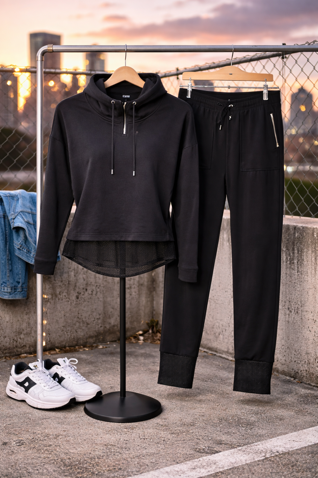 Joseph Ribkoff Black Mesh Detail Athleisure Jogger Set Pants – Size 8