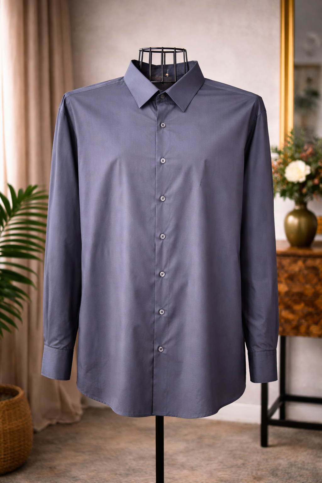 Perry Ellis Non-Iron Button Down Shirt – Blue/Gray – Size 3X