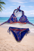 Cremieux Paisley Pom-Pom Bikini Set | Blue Multi | Size M
