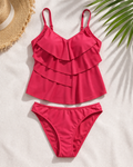 VENUS Coral Pink Ruffle Tankini Set – Size 10 – Flowy Flattering Swim