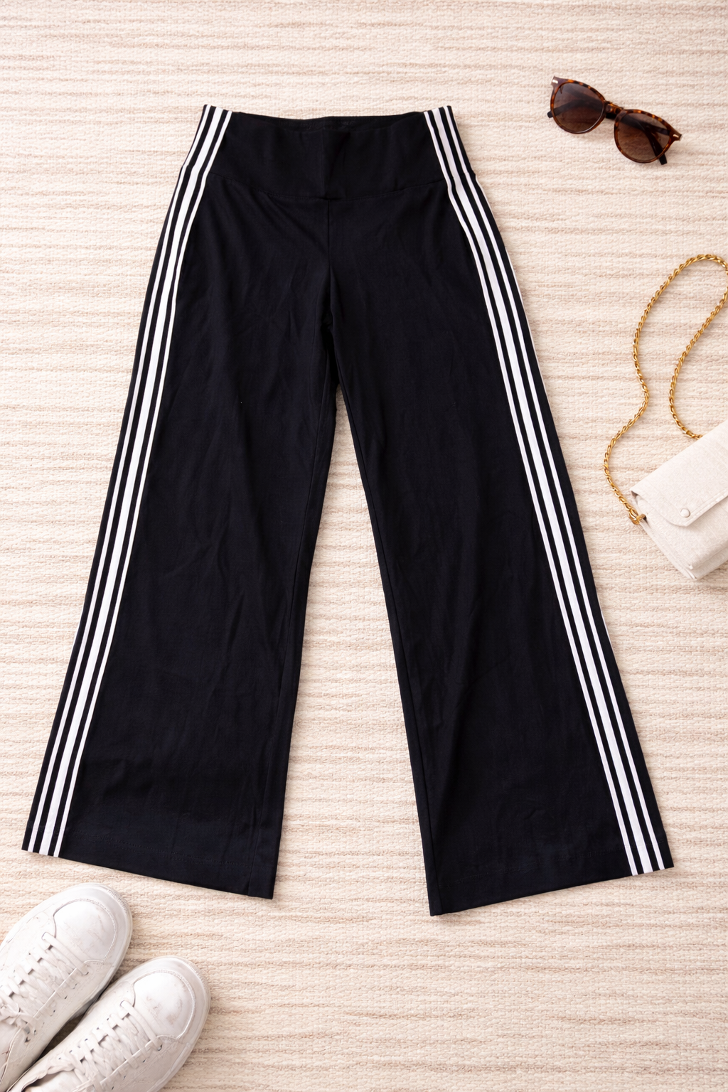 Athleta Black Side Stripe Wide-Leg Pants – Size Small – Sporty Luxe