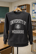 University of Missouri Crewneck Sweatshirt – League Brand – Charcoal Gray – Size Medium