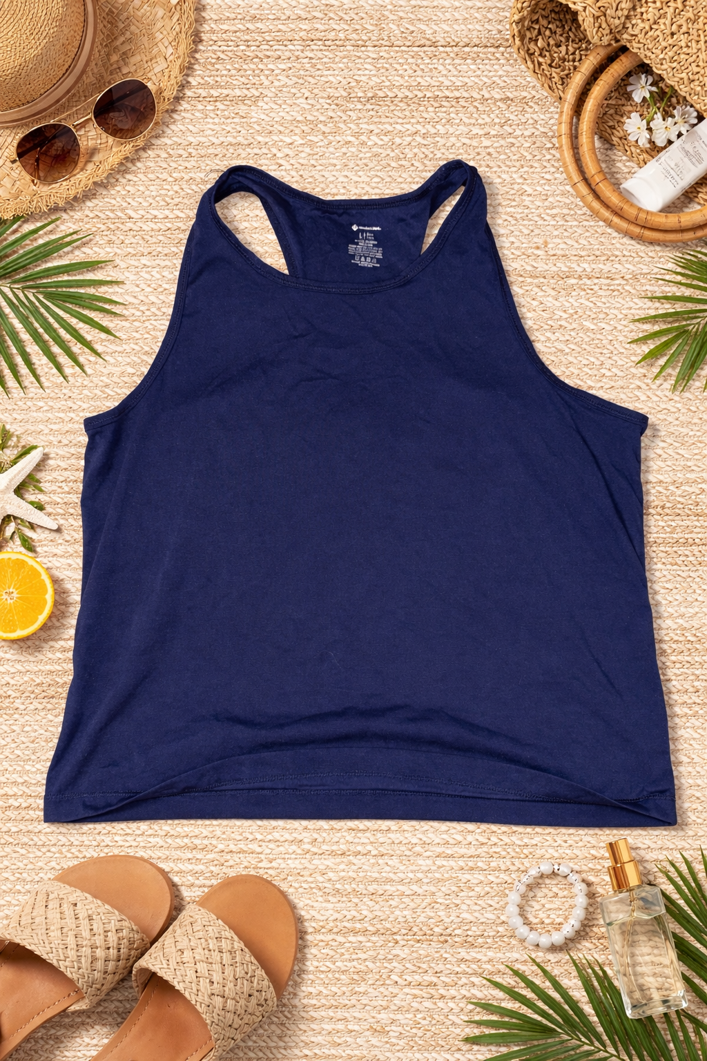 Member’s Mark Zen Tank – Navy Racerback Athletic Top – Size Large