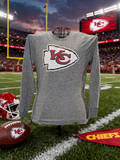 Kansas City Chiefs Majestic Threads Long Sleeve Shirt – Gray KC Logo Tee – Size M
