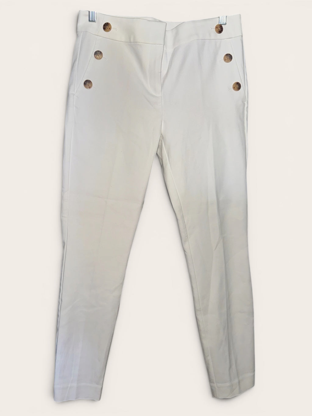 LOFT White Sailor Button Ankle Pants