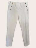 LOFT White Sailor Button Ankle Pants