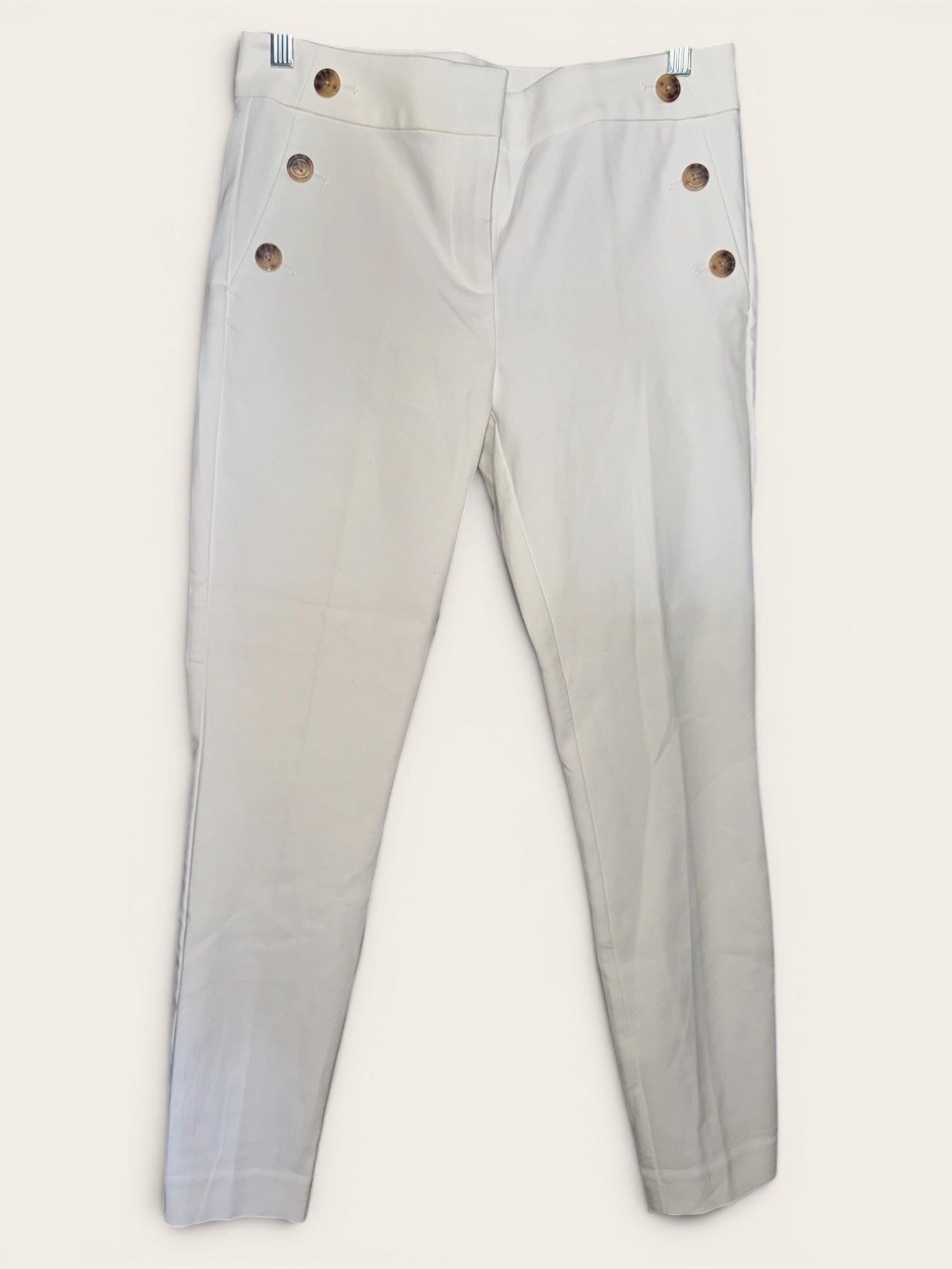 LOFT White Sailor Button Ankle Pants