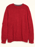 Chaps Red Textured Cotton Crewneck Sweater