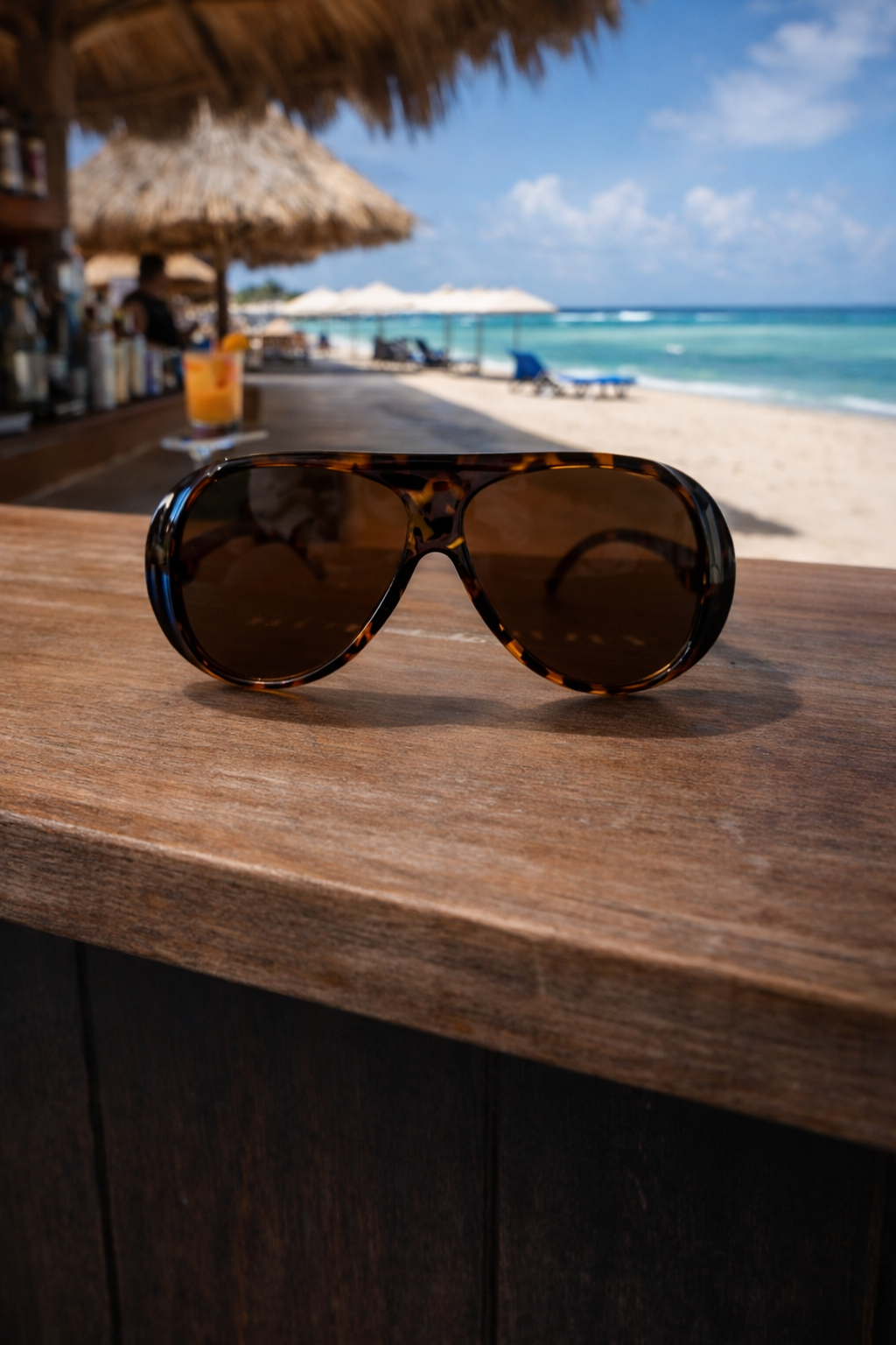 Tortoiseshell Oversized Aviator Sunglasses – Beach Luxe Statement Shades