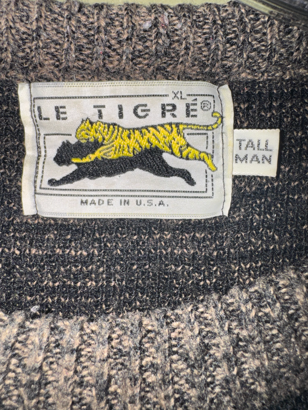 Le Tigre Taupe & Black Abstract Knit Sweater