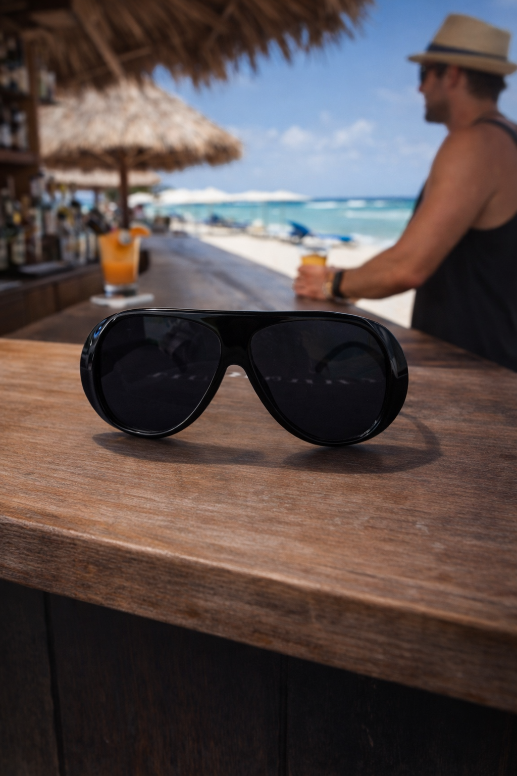 Black Oversized Aviator Sunglasses – Beach Bar Chic Statement Shades