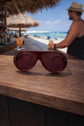 Burgundy Oversized Aviator Sunglasses – Beach Bar Glam Shades
