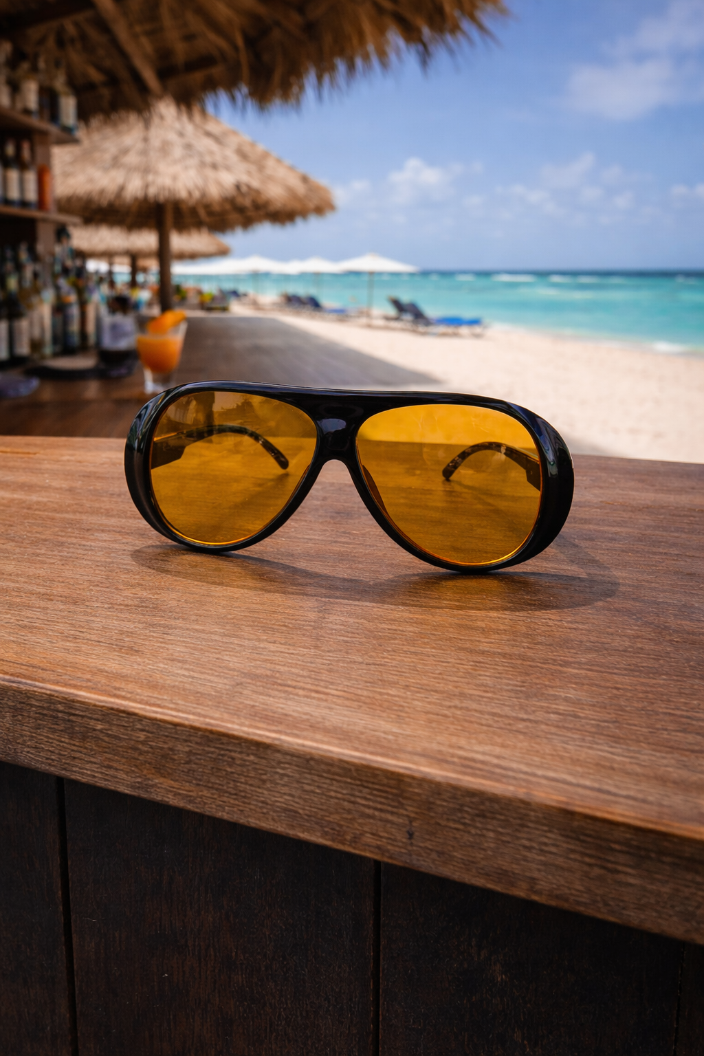 Black Aviator Sunglasses with Amber Lenses – Coastal Cool Statement Shades