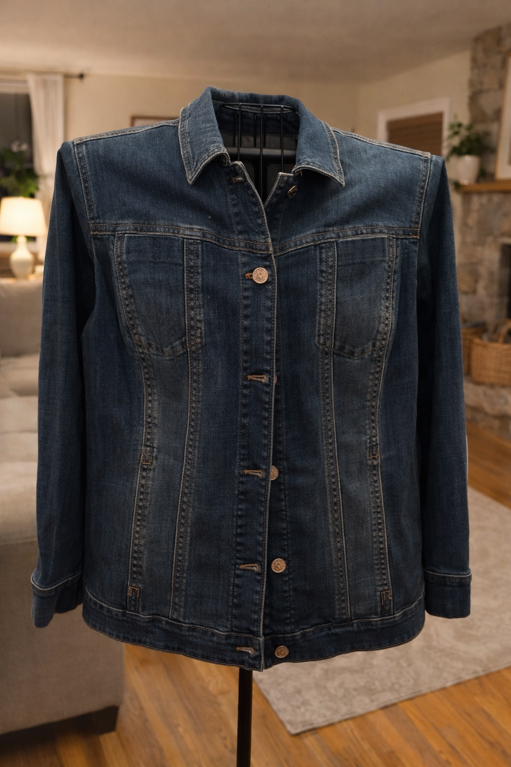 Chico’s Dark Wash Denim Jacket – Tailored Fit Classic