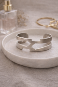 Modern Silver Tone Geometric Cuff Bracelet – Minimalist Statement
