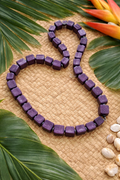 Purple Cube Beaded Statement Necklace – Shimmer Textured Strand