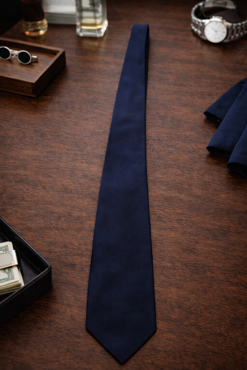Tommy Hilfiger Navy Solid Tie – Classic Designer Essential