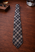 Chaps Plaid Tie – Black, Tan & White Classic Pattern