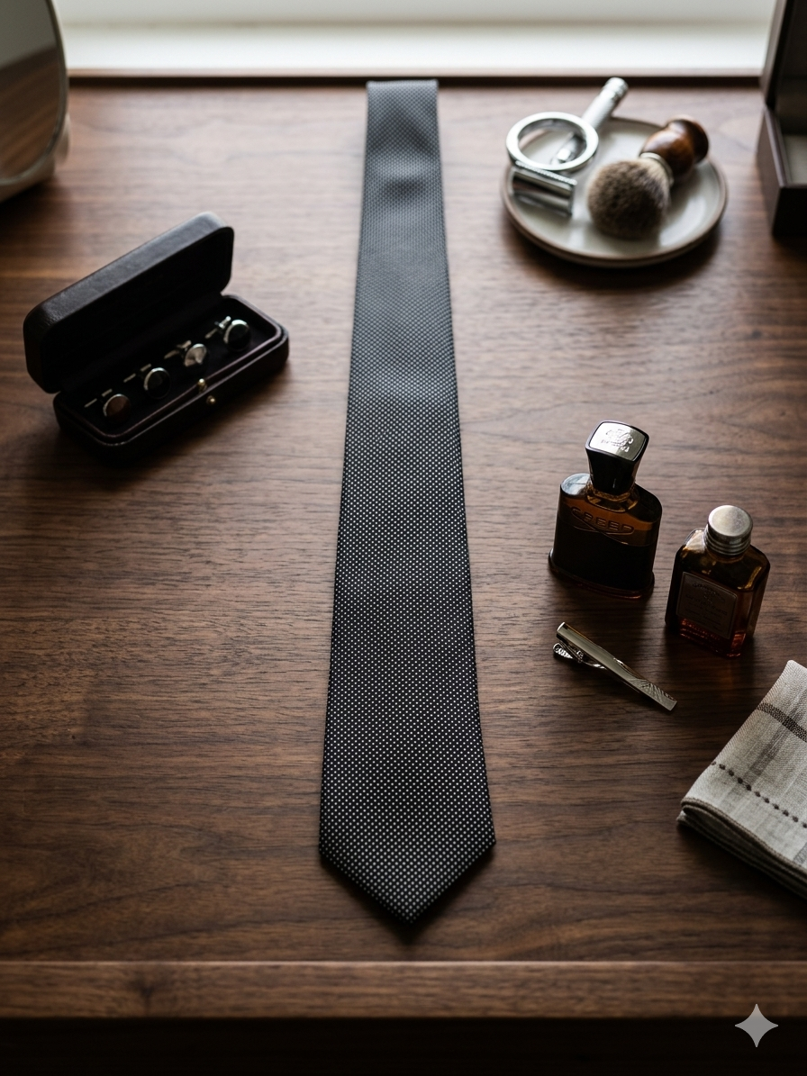 Classic Black Micro-Dot Tie – Timeless Minimal Style