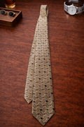 Kenneth Gordon Geometric Tie – Brown & Cream Vintage Pattern (Made in USA)