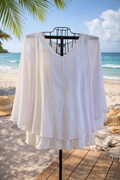 Joseph A. Sheer Layered Blouse – White Flowy Resort Top (2X)