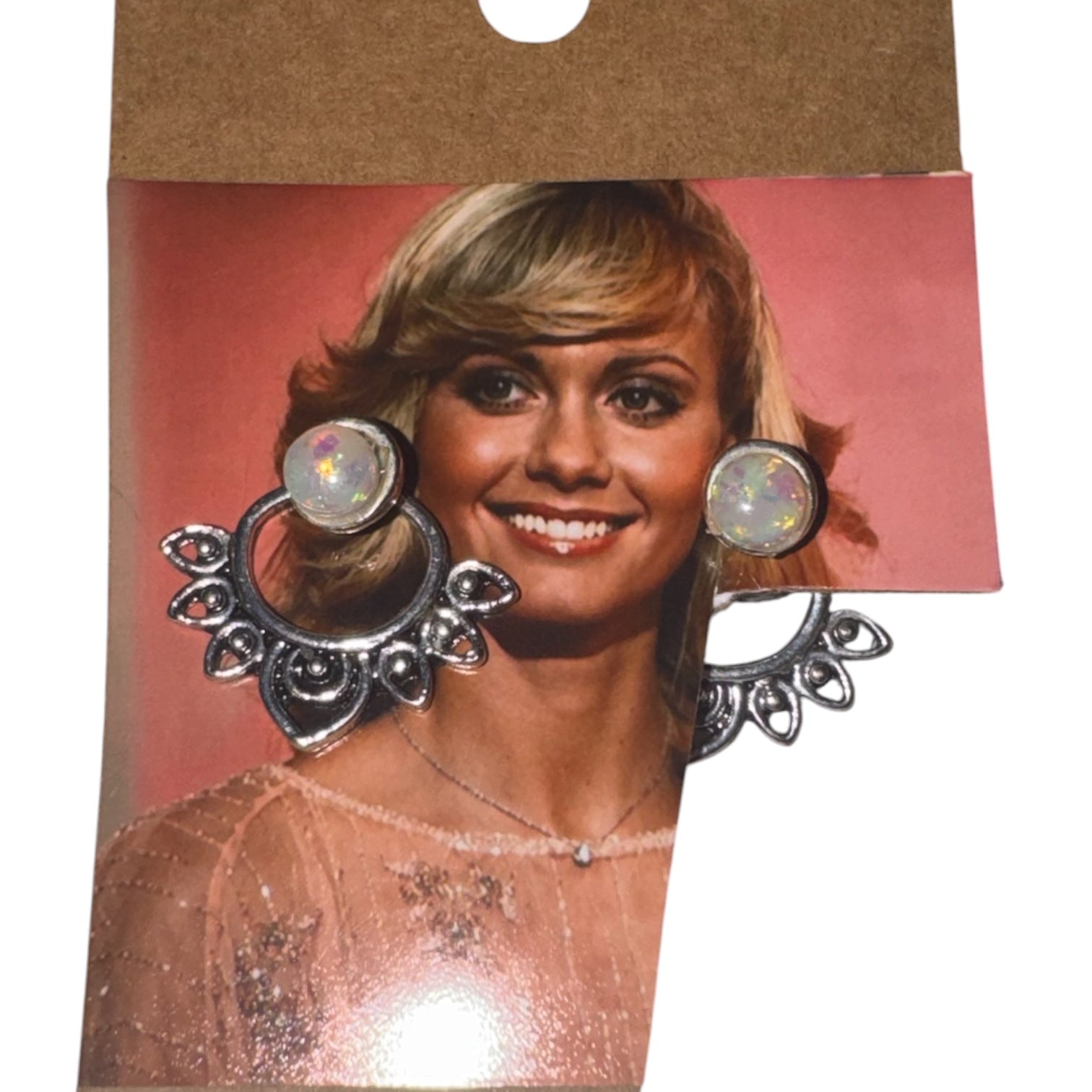 Silver-Tone Opal Statement Drop Earrings