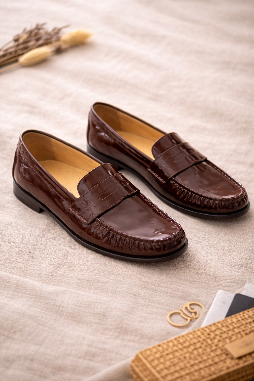 Cole Haan Brown Patent Leather Penny Loafers – Size 7.5