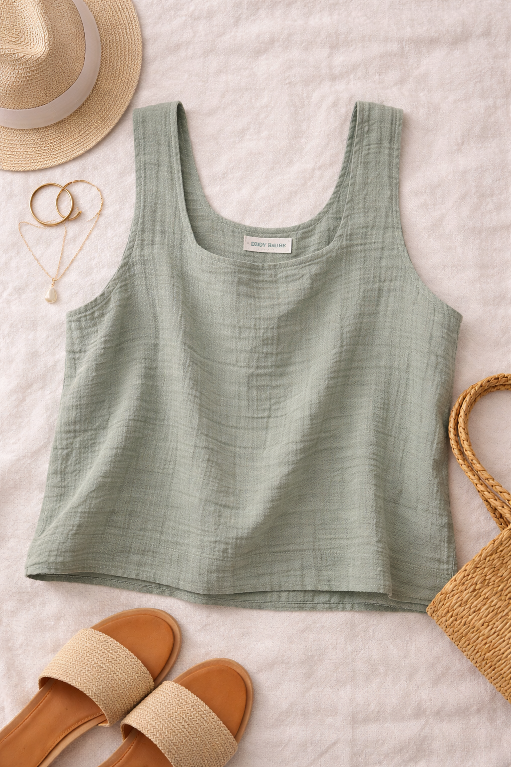 Eddie Bauer Sage Green Gauze Tank (XL) – Lightweight Summer Top