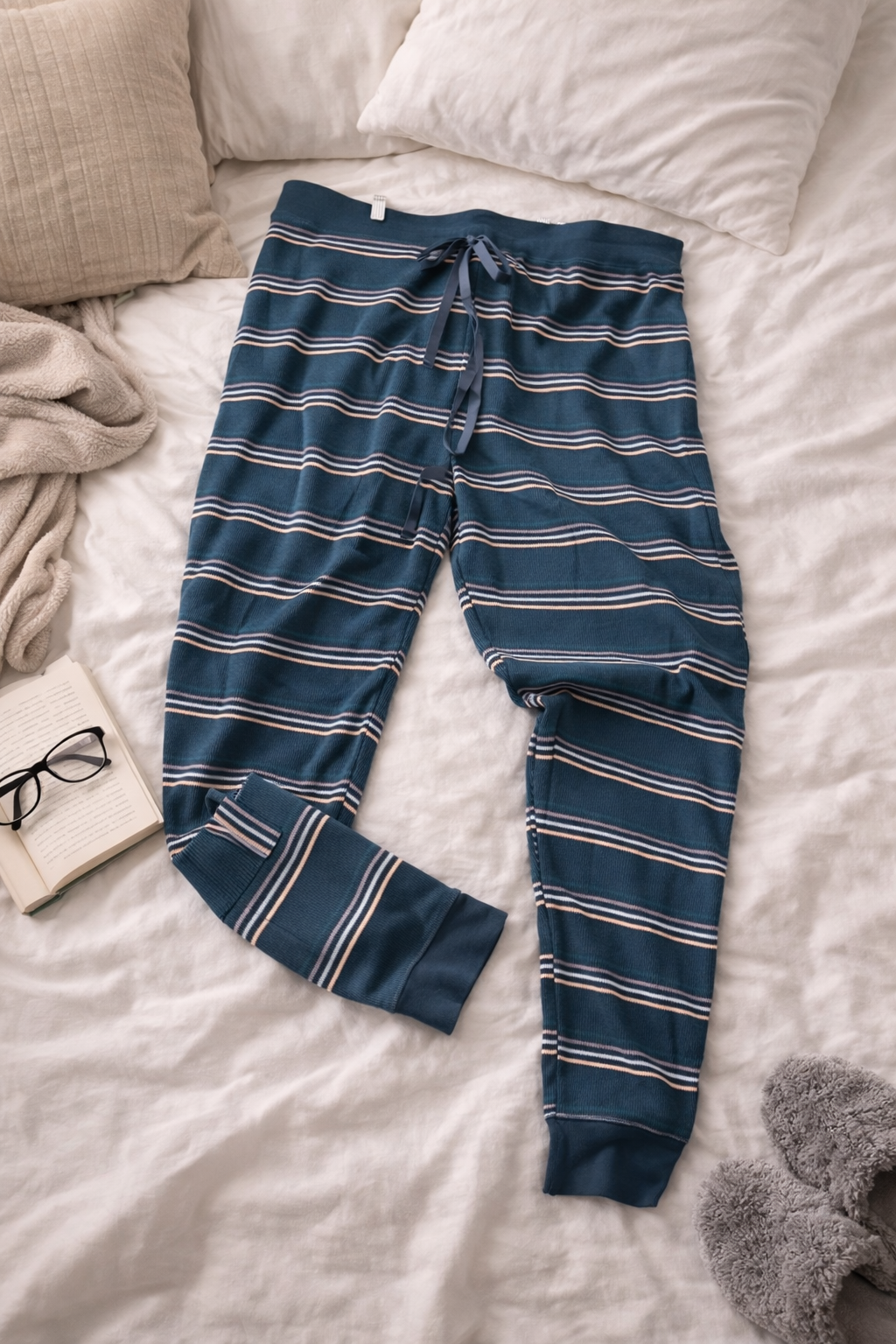 Eddie Bauer Waffle Knit Sleep Pants (3X) – Peacock Striped Lounge Pants