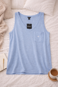 Eddie Bauer Light Blue V-Neck Tank Top (XL) – Soft Slub Knit Pocket Tank