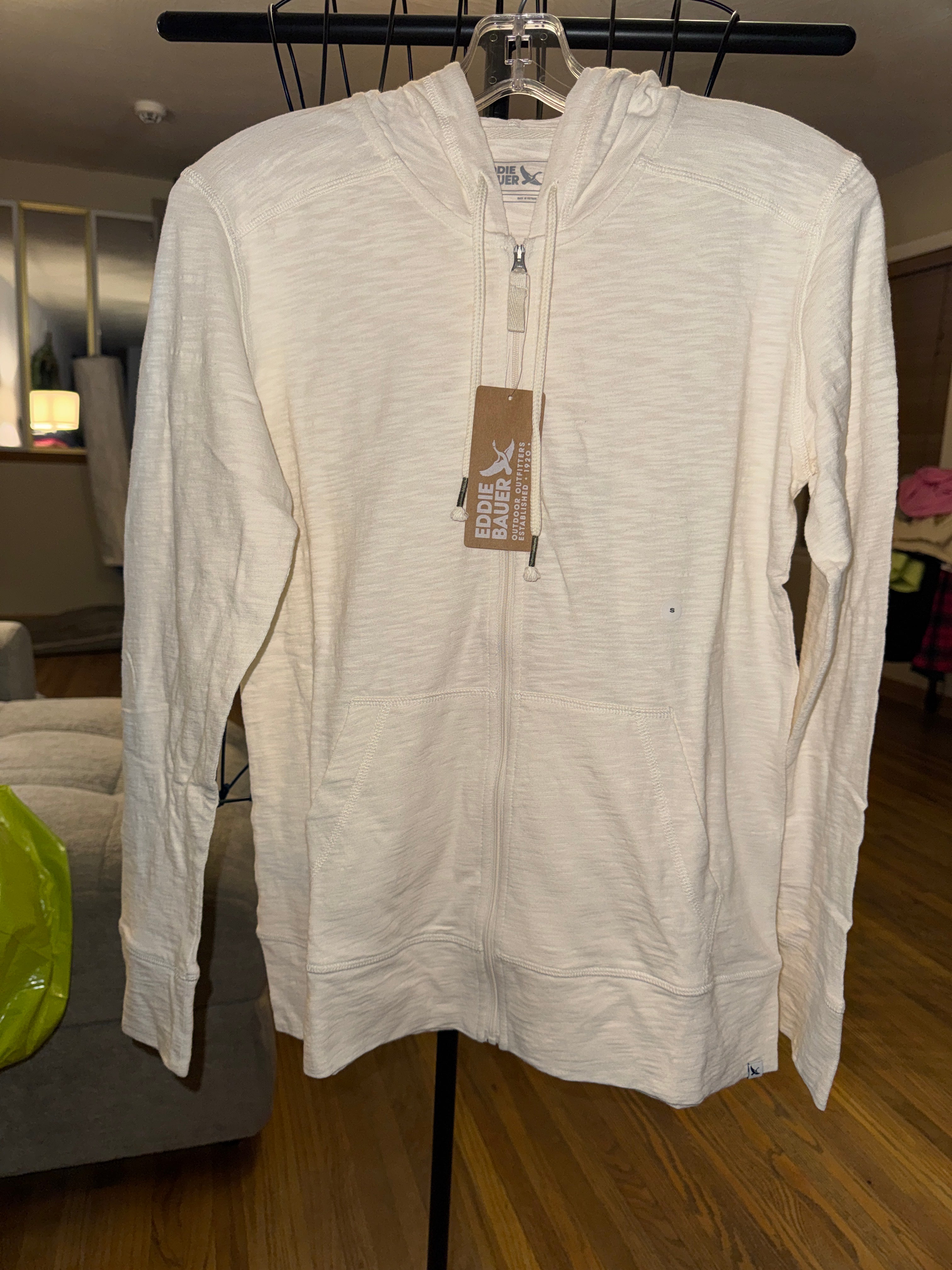 Eddie Bauer Lightweight Zip-Up Hoodie – Cream/Off White
