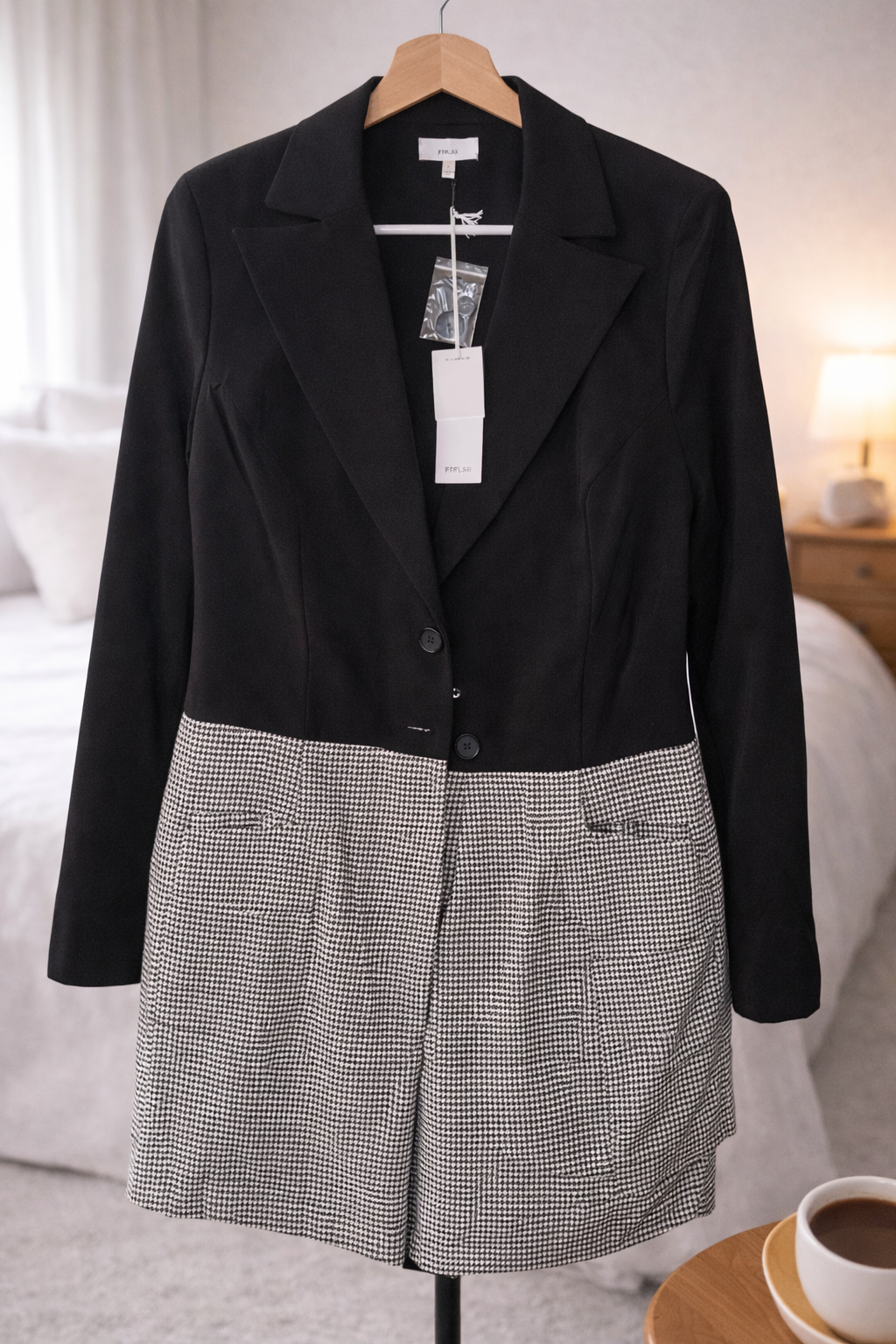 FTF Lab Blazer Romper Skort – Black & Houndstooth – Size 1 (Plus) – NWT