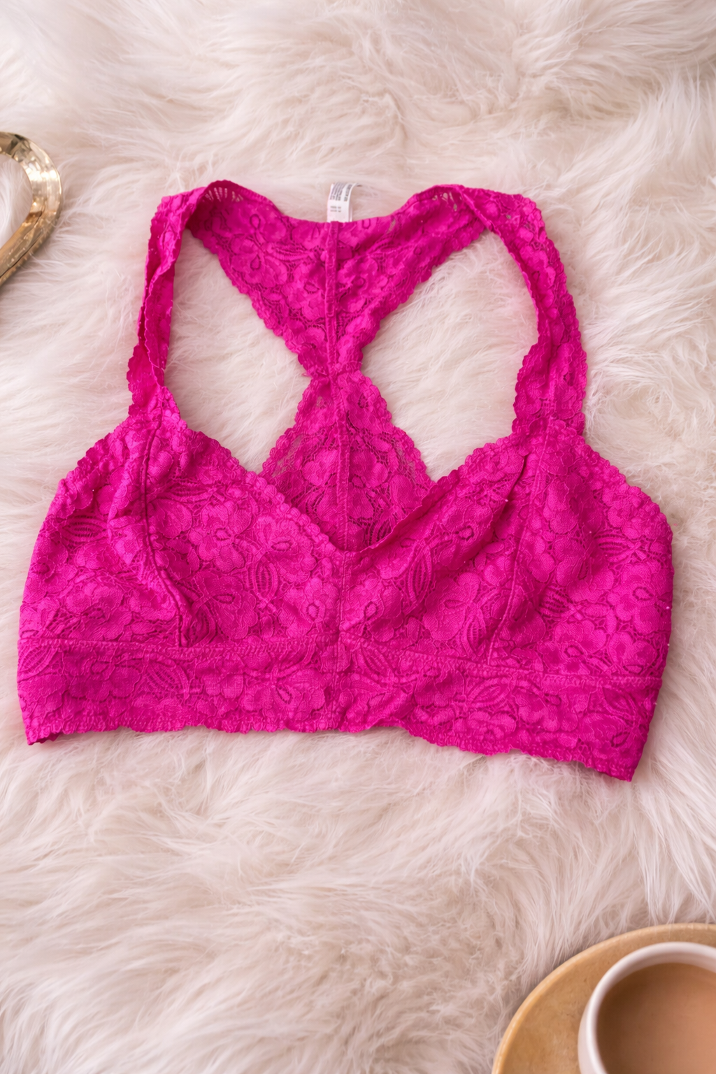 Free People Intimately Lace Bralette – Hot Pink – Size S