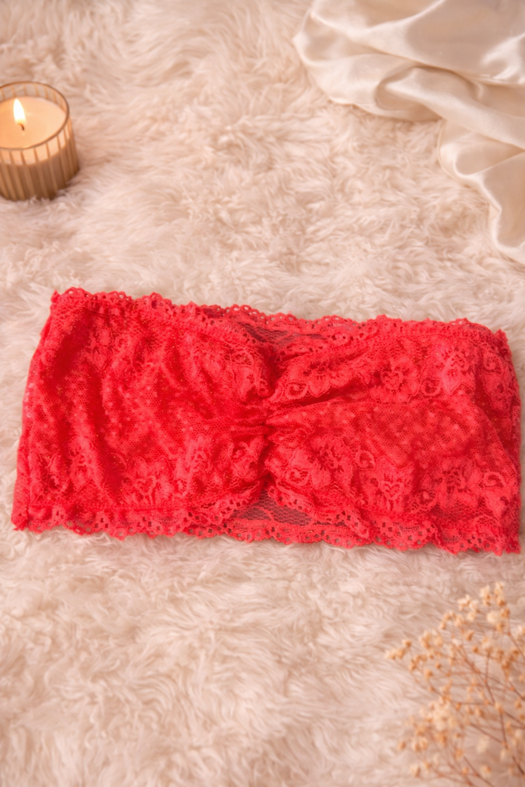 Anemone Lace Bandeau – Coral Red – Size M/L