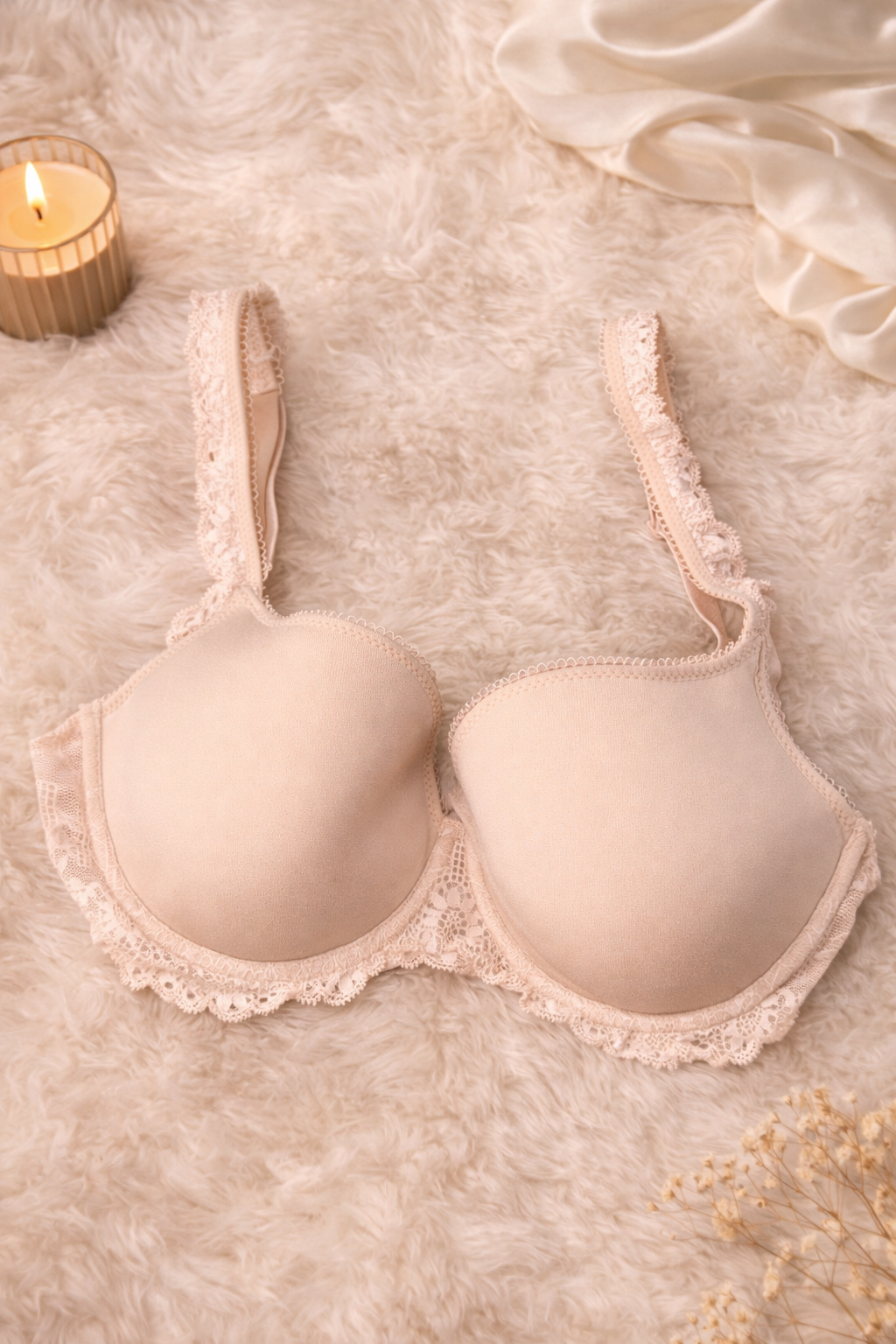 Simone Pérèle Paris Lace Trim Bra – Nude/Blush – 34D