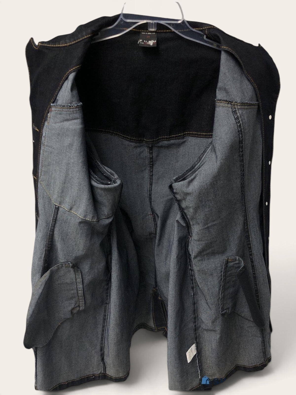 FUBU The Collection Dark Denim Belted Trench Coat