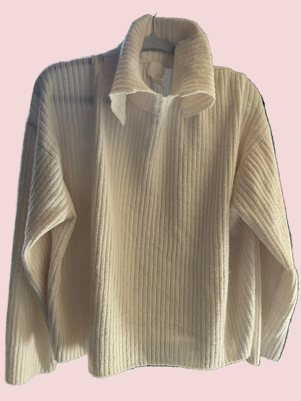 H&M Ivory Ribbed Turtleneck Sweater