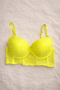 Neon Yellow Lace Bustier Bra