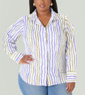 Ashley Stewart Striped Collared Shirt