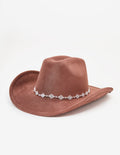 Crystal Faux Suede Cowboy Hat