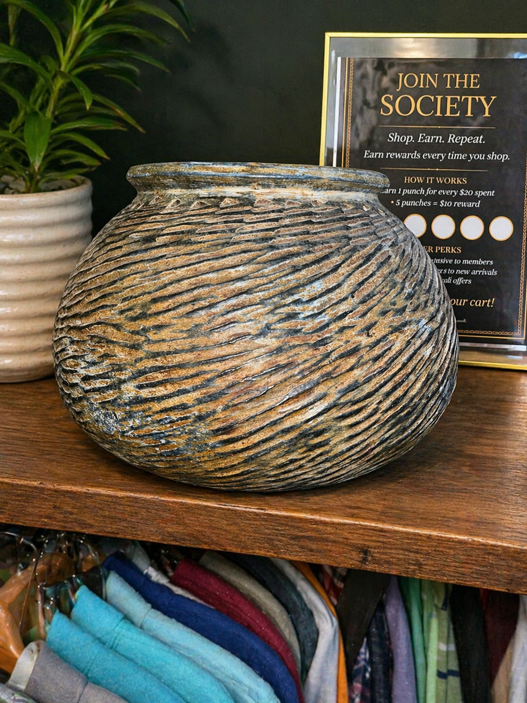 Textured Rustic Ceramic Pot / Planter