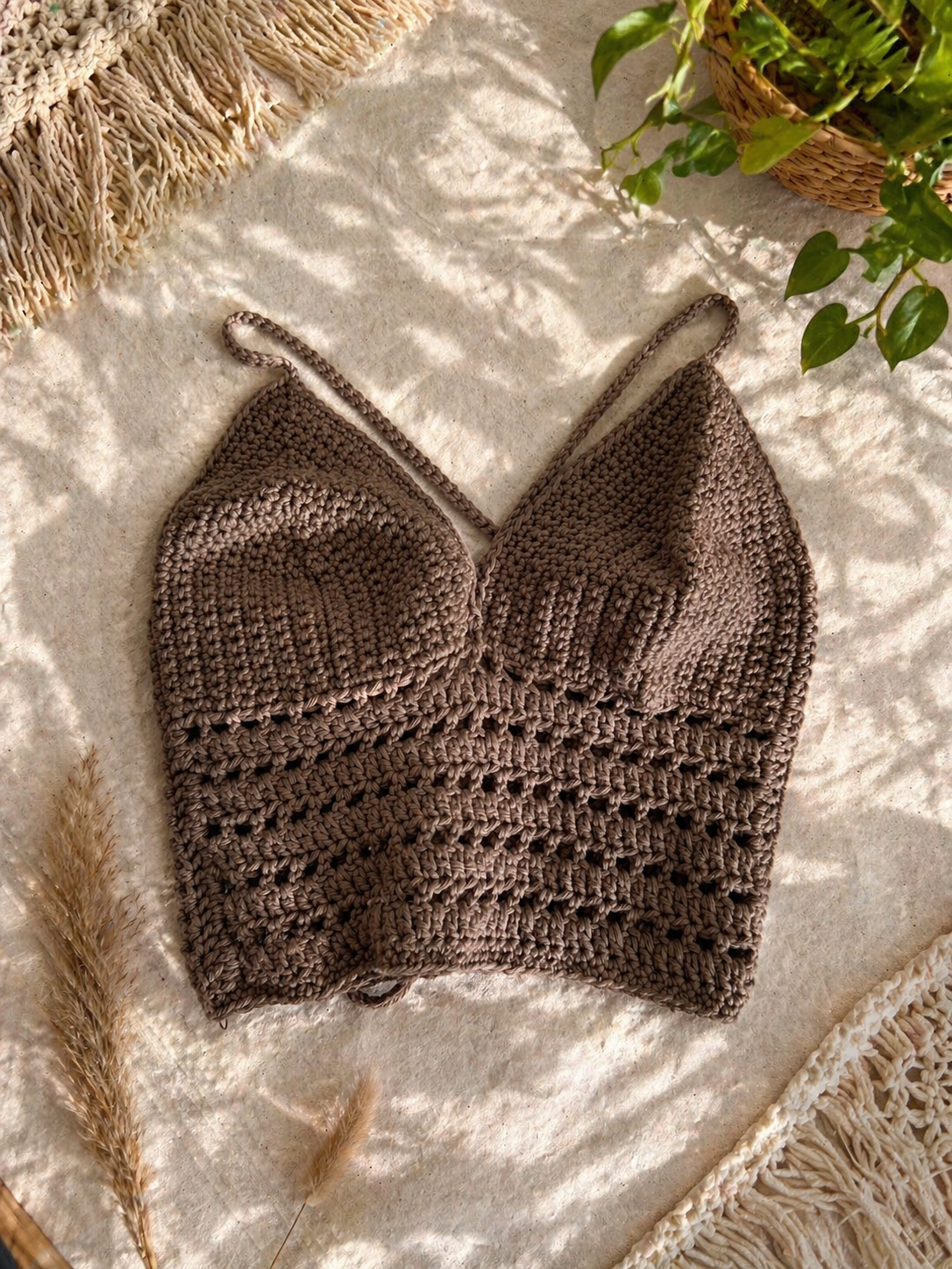 Handmade Crochet Brown Corset Top