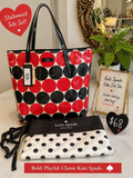 Kate Spade Polka Dot Tote w/ Matching Dust Bag – Red & Black Statement Bag