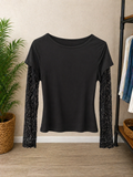 Black Lace Sleeve Top