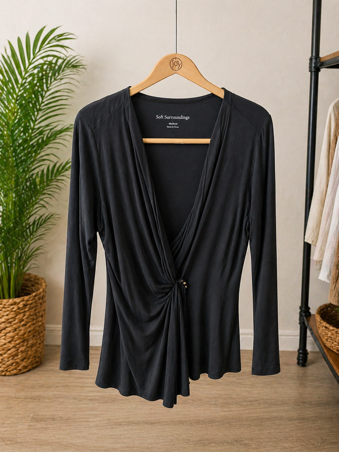 Soft Surroundings Black Draped Wrap Top