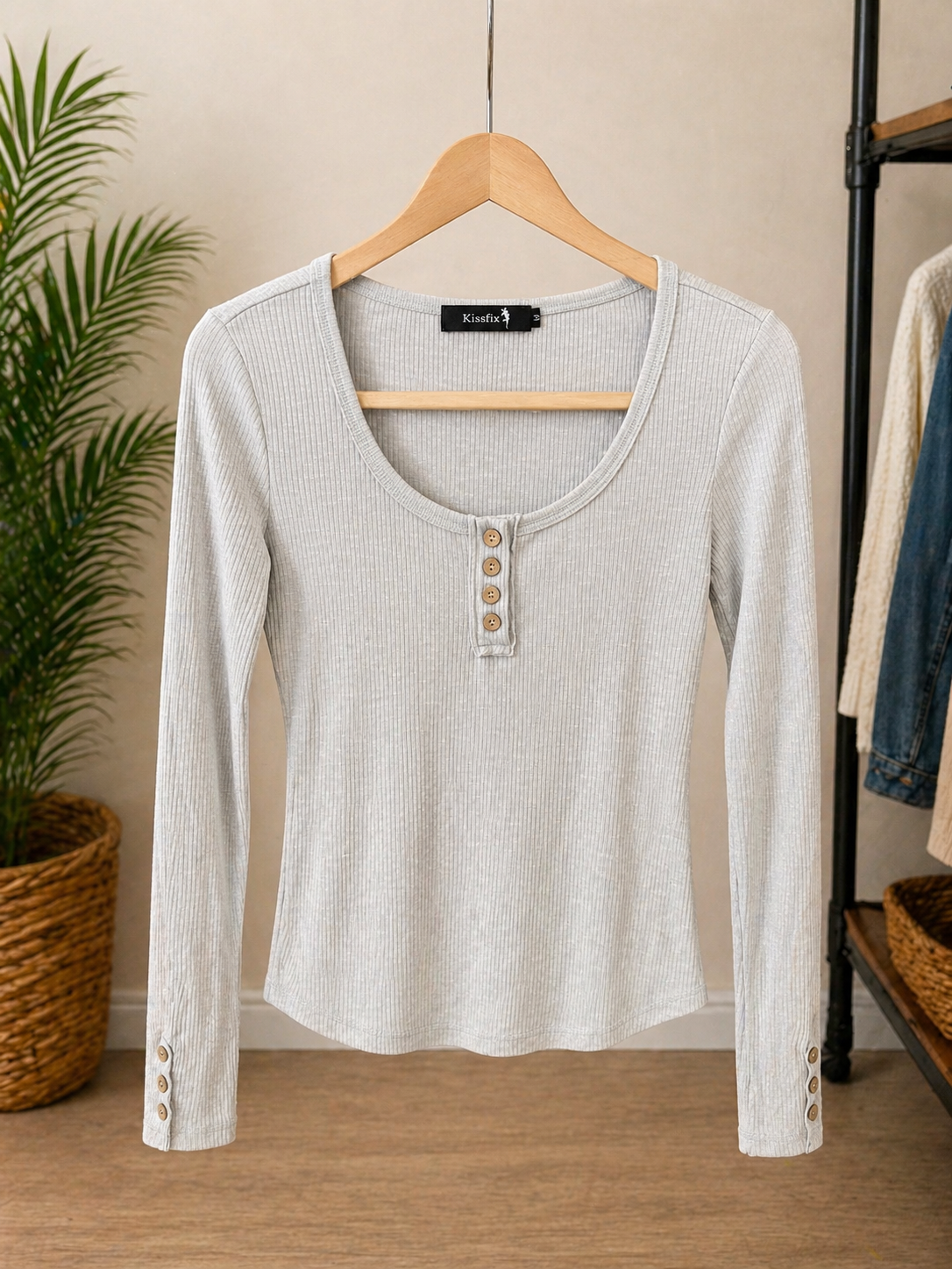 Kissfix Ribbed Henley Top