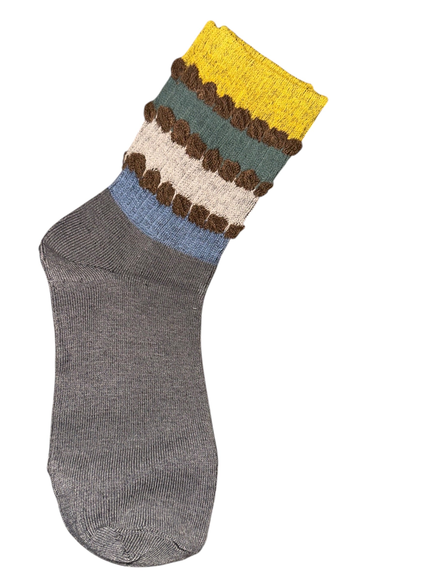 Retro Colorblock Ruffle Crew Socks