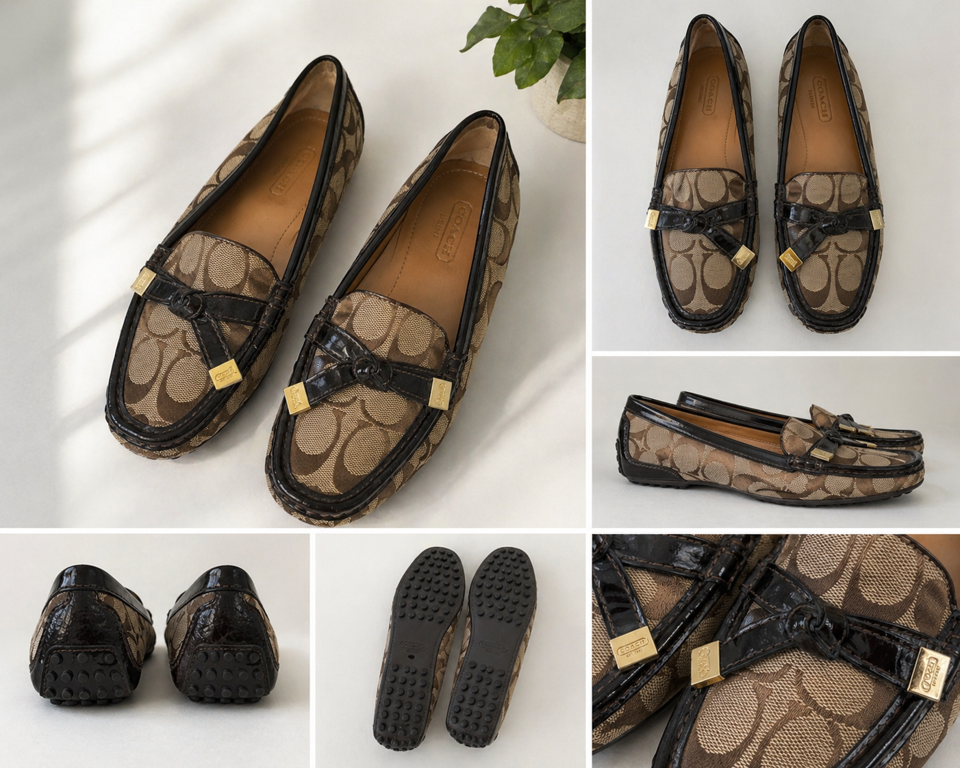 Coach Signature Loafers Brown/Black Patent Trim